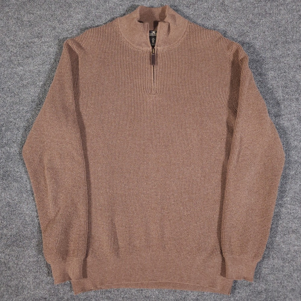 Daniel Bishop Mens Light Brown 1/4 Zip‎ Up Sweater L Large